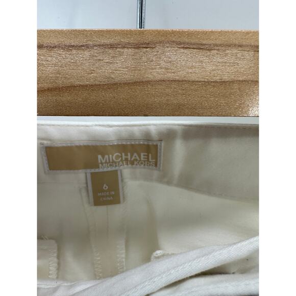 Michael Kors White Slim Fit Pants Cotton Blend Stretch Zipper Pockets Size 6 NWT - Picture 5 of 9